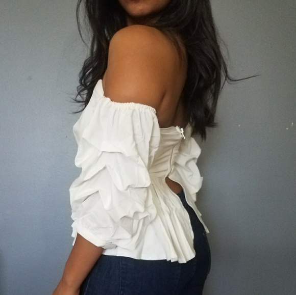 KARA WHITE OFF SHOULDER PUFF SLEEVE TOP - Picture 5 of 7